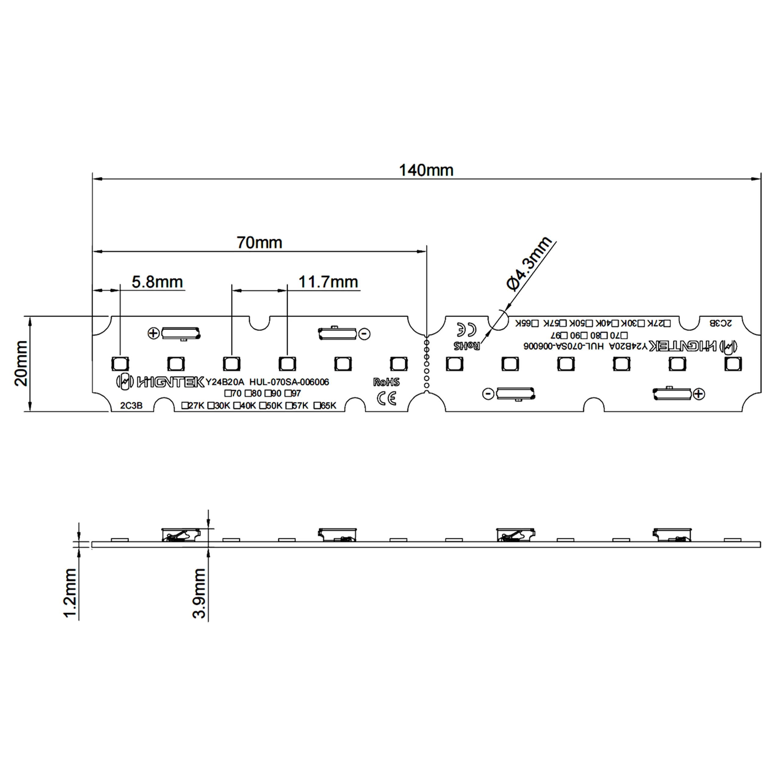 223lm/W High-Efficacy Linear Modules 20×70mm (250lm) - Image 4