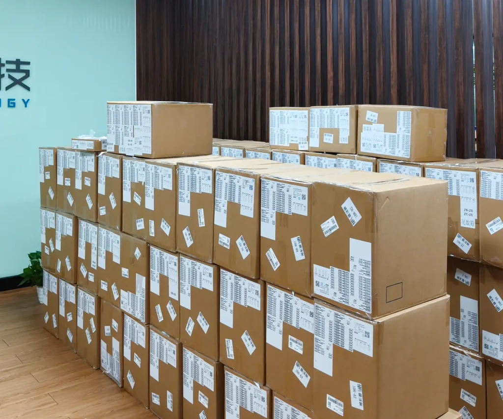 Multiple cartons of Lumileds LED beads stored for production