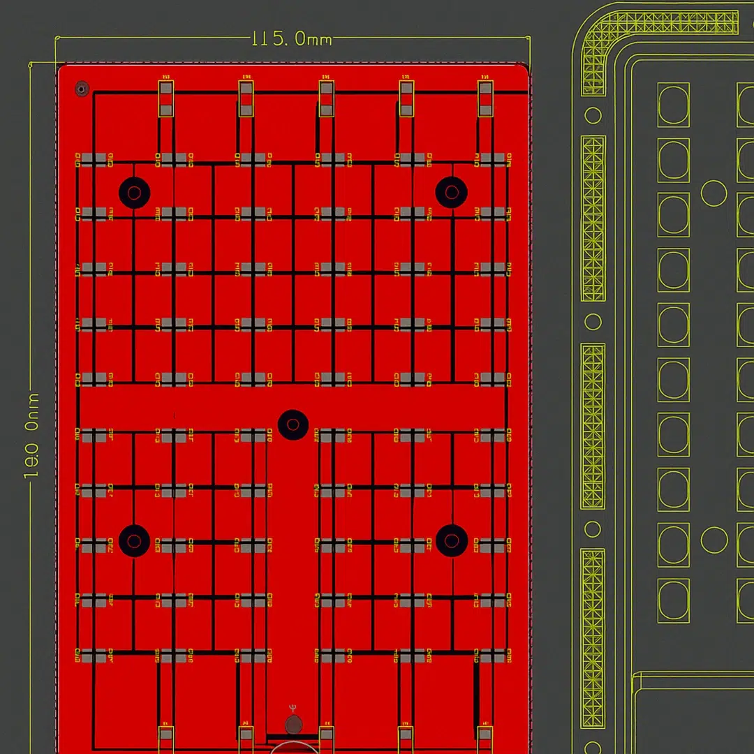 Engineering design drawing of LED module showing layout and dimensions