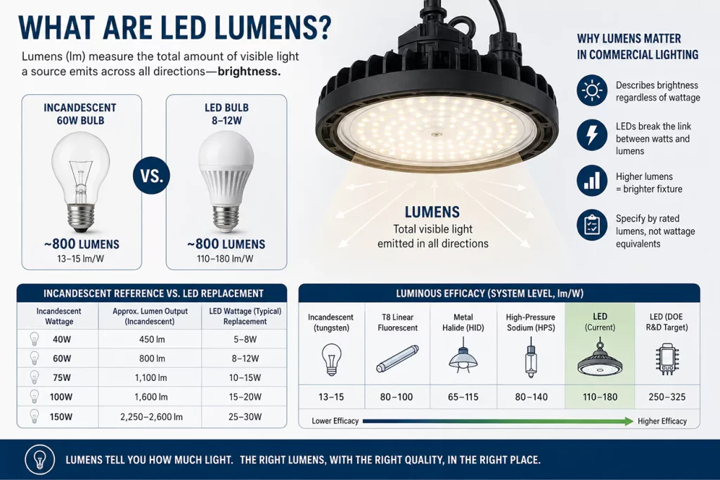 Calculate LED lumens, efficiency, and lighting guidelines