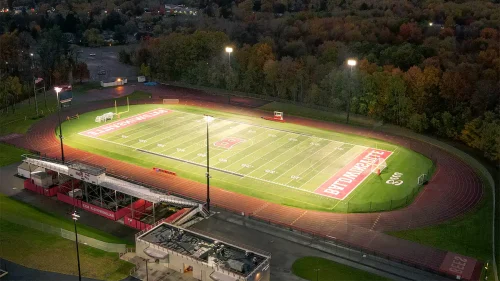 Custom stadium floodlighting for Baldwinsville High School Outdoor Lighting