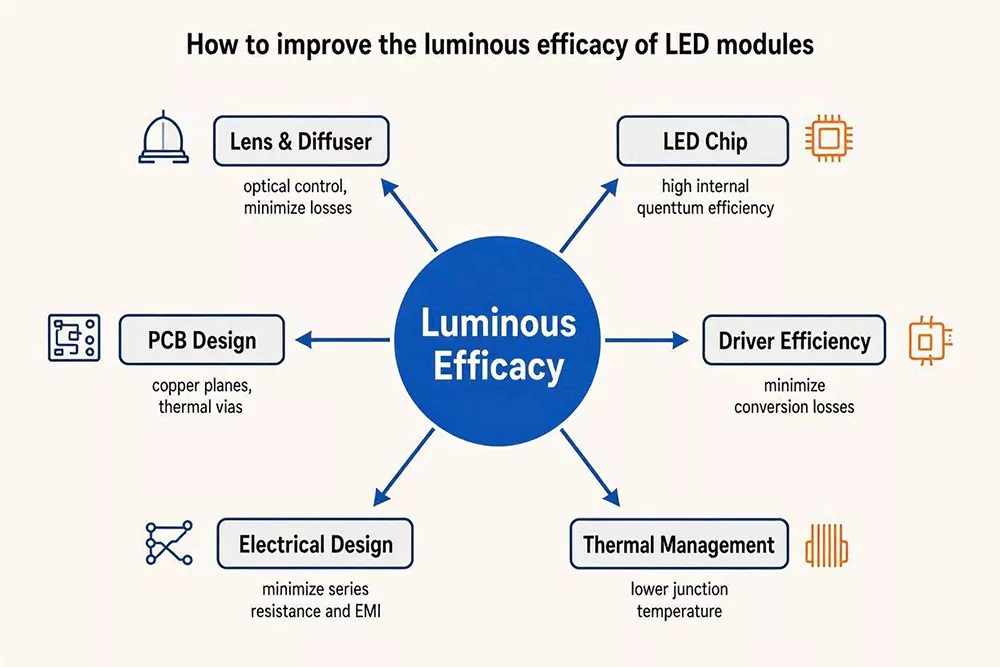 How to improve the luminous efficacy of LED modules