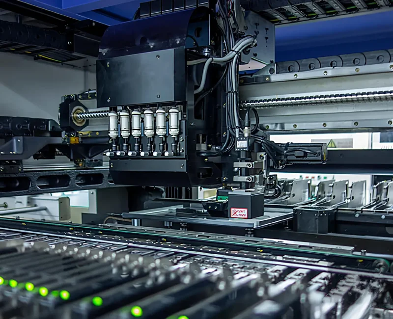 SMT machine placement area showing head and worktable